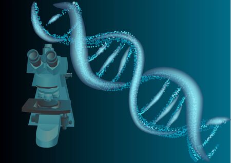 scientific background of microscope and dnaのイラスト素材