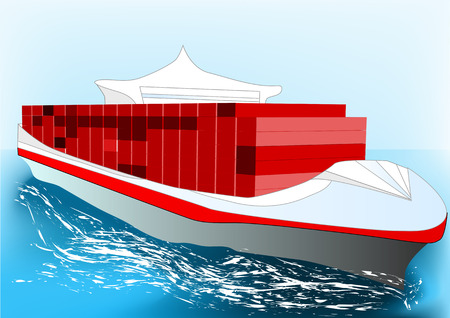 container ship illustrationsのイラスト素材