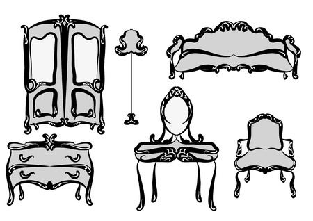 antique furniture isolated on a white backgroundのイラスト素材