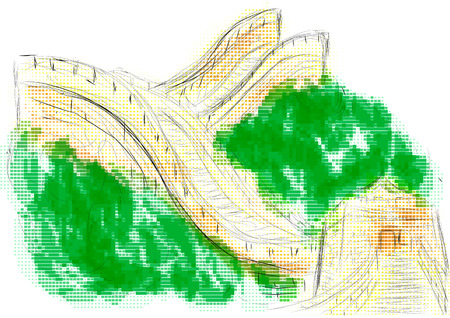 great wall of china isolated on whiteのイラスト素材