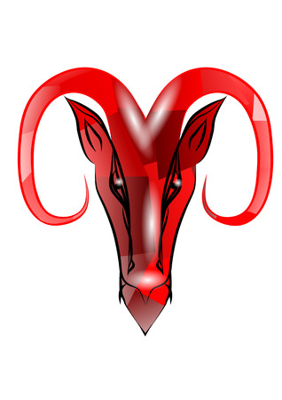 red aries sign isolated on white backgroundのイラスト素材