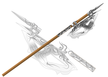 fantasy halberd isolated on a white background.のイラスト素材