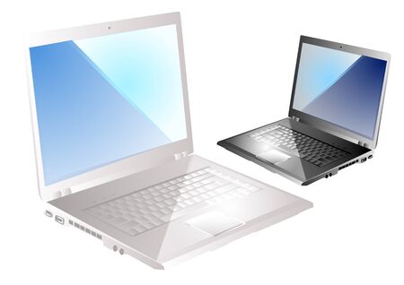 two laptop isolated on a white backgroundのイラスト素材