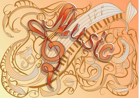 music. abstract music background with notes and clefのイラスト素材