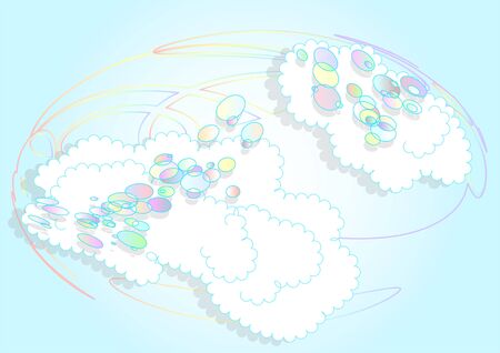 bubbles and clouds. abstract earth as rainbow and white cloudsのイラスト素材