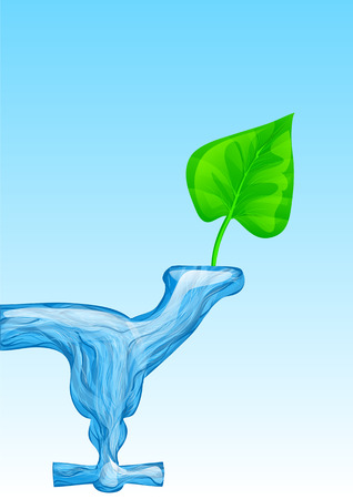 water for life. fluid water as valve and green leafのイラスト素材