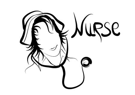 nurse silhouete isolated on a white backgroundのイラスト素材