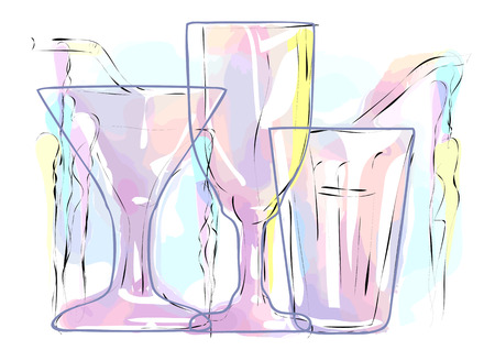 abstract multicolored cocktail on a white backgroundのイラスト素材