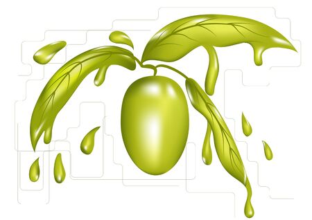 olive oil in abstract drops on white backgroundのイラスト素材