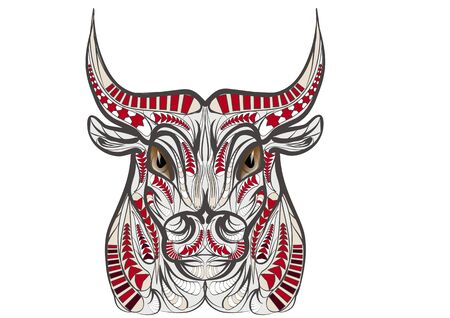 ethnic bull isolated on a white backgroundのイラスト素材