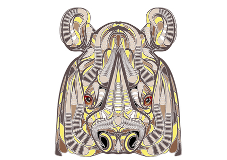 ethnic rhino isolated on a white backgroundのイラスト素材