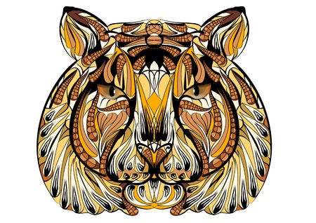 ethnic tiger isolated on a white backgroundのイラスト素材