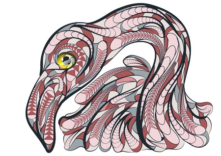 ethnic flamingo isolated on a white backgroundのイラスト素材