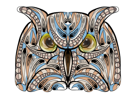 ethnic owl isolated on a white backgroundのイラスト素材