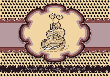 wedding cake background. card with sweet wedding cakeのイラスト素材