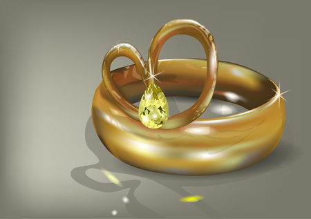 wedding ring with stone on dark backgroundのイラスト素材