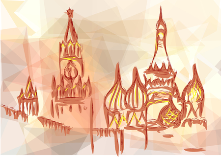 moscow red square. abstrct silhouette of multicolor backgroundのイラスト素材