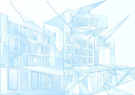 modern architecture. abstract blue geometric backgroudのイラスト素材