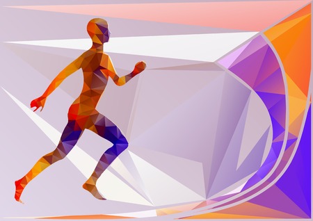 abstract marathon background with triangular multicolor formのイラスト素材