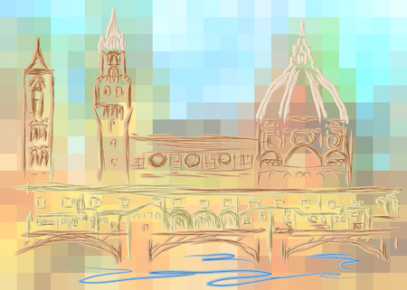 florence. abstract silhouette of city isolated on a white backgroundのイラスト素材