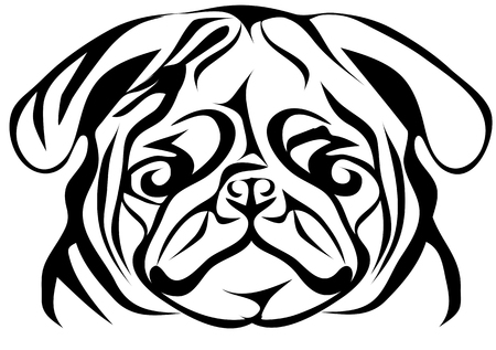 pug on white. abstract silhouette of animal isolated on a white backgroundのイラスト素材