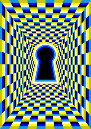 optical illusion with hole. abstract tunnel illusion