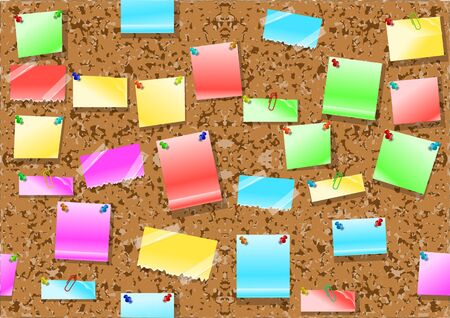 post it notes background. seamless corkboard with multicolor post itのイラスト素材