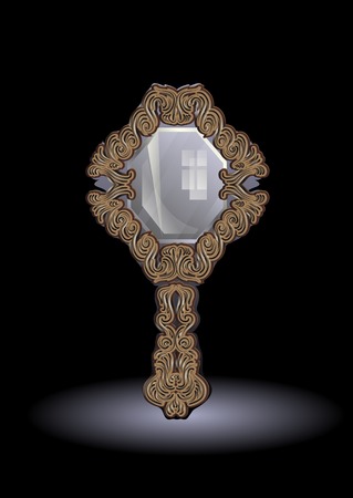 mirror on dark background with vintage frameのイラスト素材