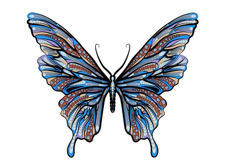 ethnic butterfly isolated on a vhite backgroundのイラスト素材