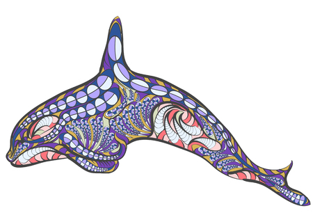 ethnic killer whale isolated on a white backgroundのイラスト素材