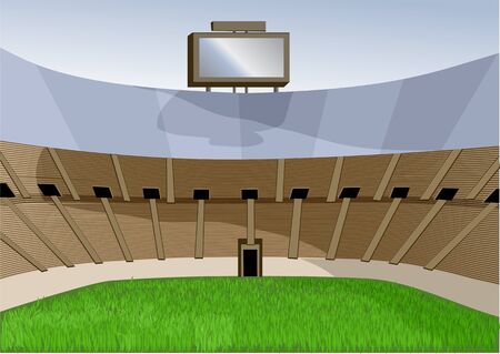 stadium. interior of abstract sport stadium with green grassのイラスト素材