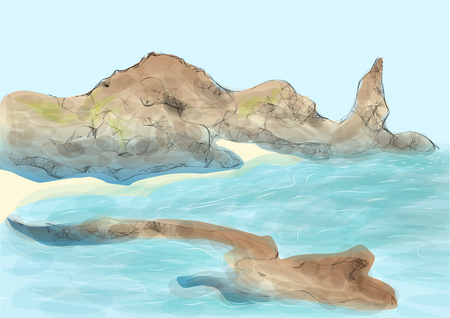 galapagos island. abstract drawing of part of landのイラスト素材