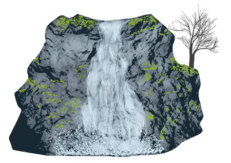 waterfall isolated on a white backgroundのイラスト素材