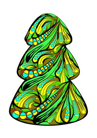 ethnic christmas tree isolated on a white backgroundのイラスト素材