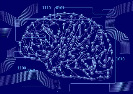 computer science. brain as a computer circuit boardのイラスト素材
