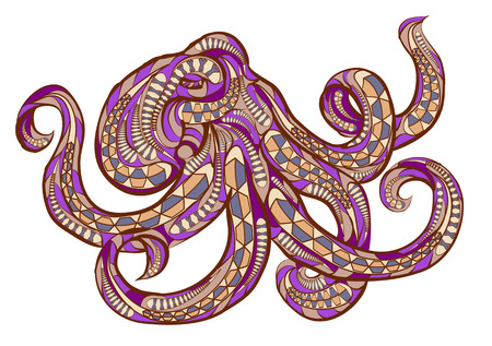 ethnic octopus in  isolated on empty backgroundのイラスト素材
