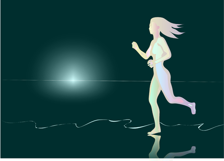 woman running. silhouette of a running girlのイラスト素材