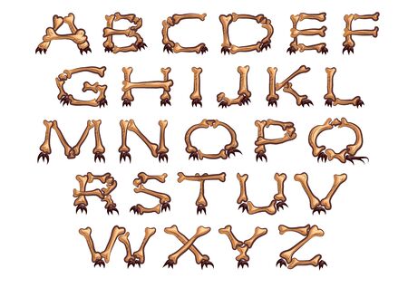 alphabet with bones isolated on a white backgroundのイラスト素材