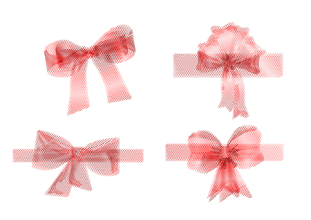 set of four red ribbons isolated on whiteのイラスト素材