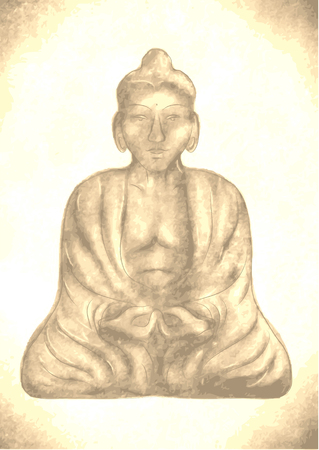 vintage Buddha. statue of vintage Buddha old paperのイラスト素材