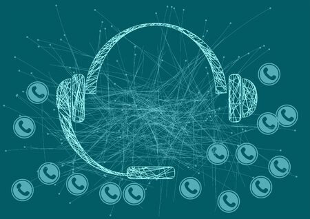 call centre background. abstract silhouette of phonesのイラスト素材