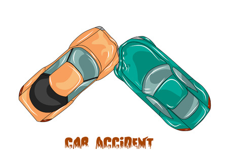 car accident. two cars isolated on whiteのイラスト素材