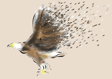 eagle. abstract silhouette of bird iùon biege backgroundのイラスト素材