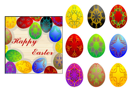 set of easter eggs isolated on white backgroundのイラスト素材