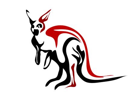 red kangaroo. abstract silhouette isolated on white backgroundのイラスト素材