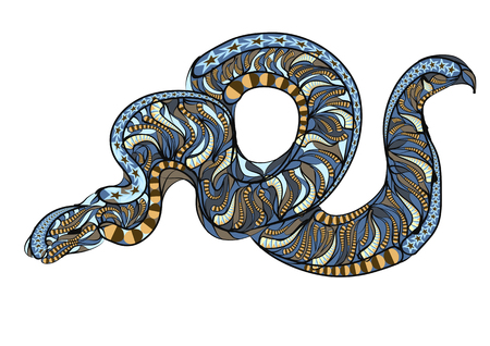 ethnic royal python. abstract serpent on gray backgroundのイラスト素材