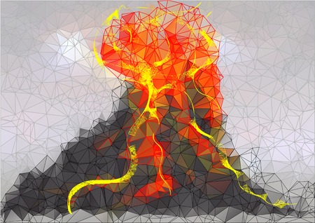 Volcano. Abstract background with hot flames and mountainのイラスト素材