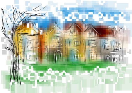 bletchley park. abstract multicolor building. 10 EPSのイラスト素材
