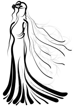 bride. abstract silhouette of woman isolated on a white backgroundのイラスト素材