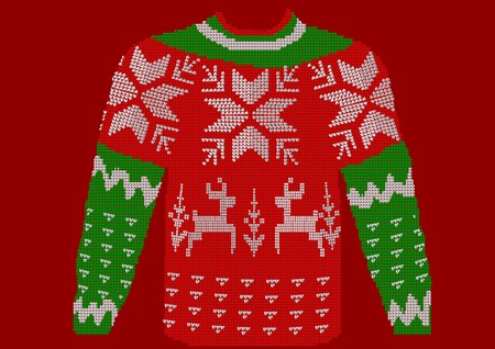 christmas jumper on red background.のイラスト素材